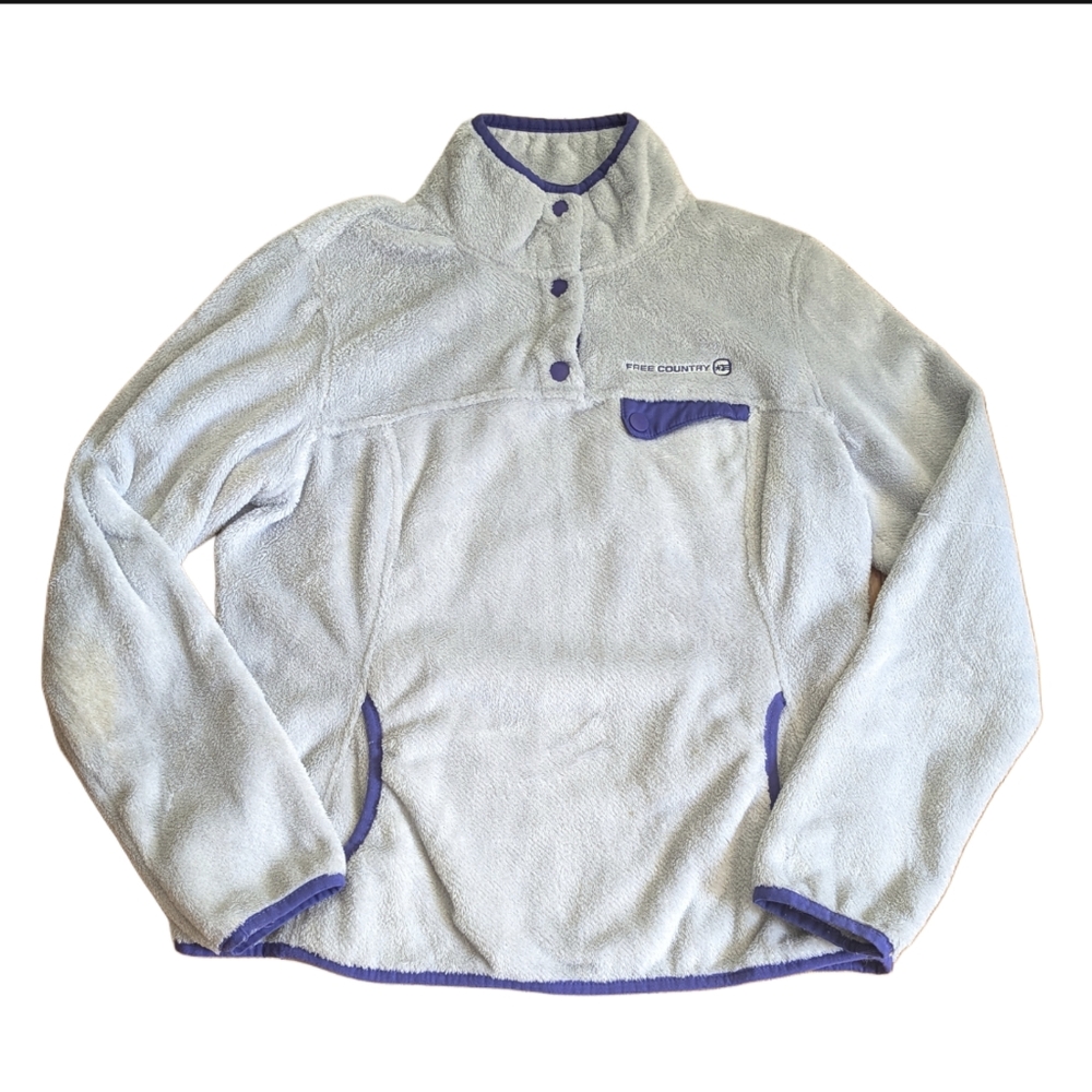 Free Country Women's Medium Light Gray Quarter Snap Pull Over Fleece Sweatshirt